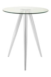 Orsina Elegant Round Bar Table, Tripod Base Circular Bar Table, Transparent Top Round High Table For Livingroom in Silver - thumbnail 5