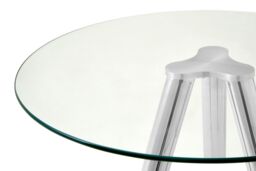 Orsina Elegant Round Bar Table, Tripod Base Circular Bar Table, Transparent Top Round High Table For Livingroom in Silver - thumbnail 4