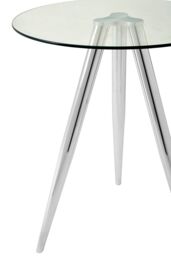 Orsina Elegant Round Bar Table, Tripod Base Circular Bar Table, Transparent Top Round High Table For Livingroom in Silver - thumbnail 3