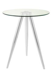 Orsina Elegant Round Bar Table, Tripod Base Circular Bar Table, Transparent Top Round High Table For Livingroom in Silver - thumbnail 2