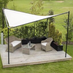 Primrose 3.5m Square Portable Powder Coated Steel Frame with Waterproof Sail Shade in Ivory - thumbnail 2