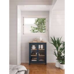 CALICOSY Misti 2-Door Display Cabinet W90 X H110 Cm in Blue - thumbnail 2