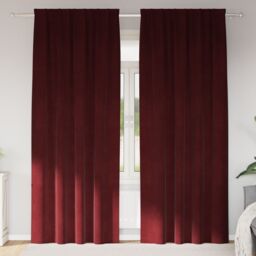 Berkfield Home Blackout Curtains with Top Tape 2 pcs Wine Red Velvet