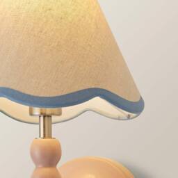 ValueLights Bobbins Rose Pink Wall Light with Linen Trim Lamp Shade & LED Bulb in Pale Blue - thumbnail 4