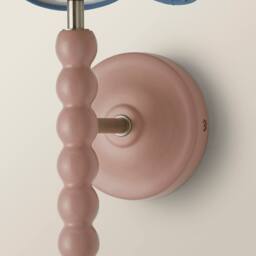 ValueLights Bobbins Rose Pink Wall Light with Linen Trim Lamp Shade & LED Bulb in Pale Blue - thumbnail 5