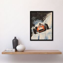 Artery8 Vintage Automobile Racing Watercolour Framed Art Print in Grey - Size: A4 - thumbnail 4