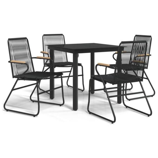 Berkfield Home 5 Piece Garden Dining Set Black PVC Rattan - image 1