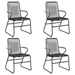 Berkfield Home 5 Piece Garden Dining Set Black PVC Rattan - thumbnail 4