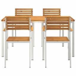 Berkfield Home 5 Piece Garden Dining Set Solid Wood Acacia in Brown - thumbnail 7