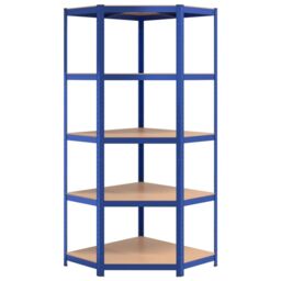Berkfield Home 5-Layer Corner Shelf Blue Steel&Engineered Wood - thumbnail 4