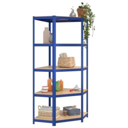 Berkfield Home 5-Layer Corner Shelf Blue Steel&Engineered Wood - thumbnail 3
