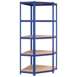 Berkfield Home 5-Layer Corner Shelf Blue Steel&Engineered Wood - thumbnail 2