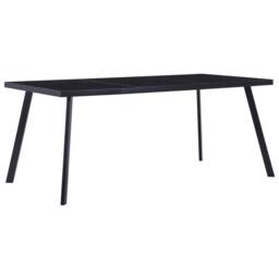 Berkfield Home Dining Table Black 160x80x75 cm Tempered Glass - Size: 160 x 80 x 75 cm - thumbnail 2