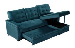 FURNITURE ONE L-shaped corner Sofa Bed with Storage, Padded Sectional Sofa Reversible Storage in Dark Green - Size: 1 Pack - thumbnail 4