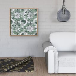 Warren Reed - Designer Geometric Pastel Green Framed Canvas in Light Brown - Size: w40 inch x h40 inch - thumbnail 2