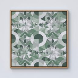 Warren Reed - Designer Geometric Pastel Green Framed Canvas in Light Brown - Size: w40 inch x h40 inch - thumbnail 1