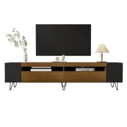 BTM Modern TV cabinet, black & wood effect - length 180 cm - thumbnail 1