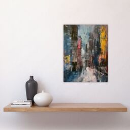 "Artery8 Abstract City Street Cityscape Painting Wall Art Print in Grey - Size: W18"" x H24""" - thumbnail 4