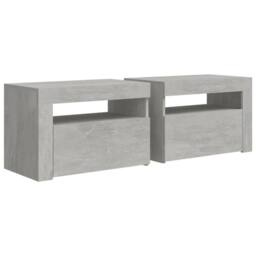 Berkfield Home Modern Bedside Cabinets 2 pcs with LEDs Concrete Grey 60x35x40 cm - Size: 60 x 35 x 40 cm - thumbnail 1