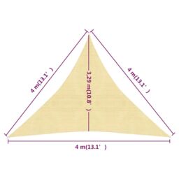 Berkfield Home Sunshade Sail 160 g/m ² Beige 4x4x4 m HDPE - thumbnail 6