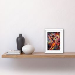 "Artery8 Wall Art Print Happy Woman Dancing to Music Modern Vibrant Colour Artwork Framed 9X7 Inch in White - Size: W7"" x H9""" - thumbnail 2