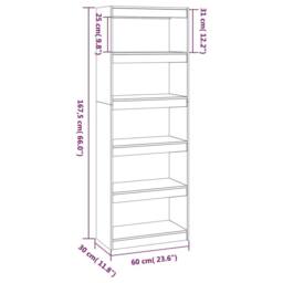 Berkfield Home Beautiful Book Cabinet/Room Divider 60x30x167.5 cm Solid Wood Pine in Light Brown - thumbnail 8
