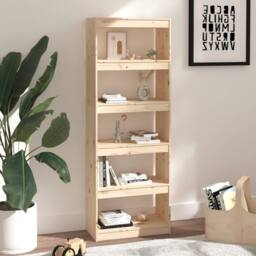 Berkfield Home Beautiful Book Cabinet/Room Divider 60x30x167.5 cm Solid Wood Pine in Light Brown - thumbnail 6
