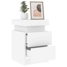 Berkfield Home Bedside Cabinet with LED Lights White 35x39x55 cm - Size: 35 x 39 x 55 cm - thumbnail 5