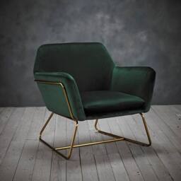 Lemon Pavilion Furniture Charles Armchair - Velvet - L66 x W75.5 x H76.5 cm - Racing Green - Size: 1 Pack - thumbnail 4