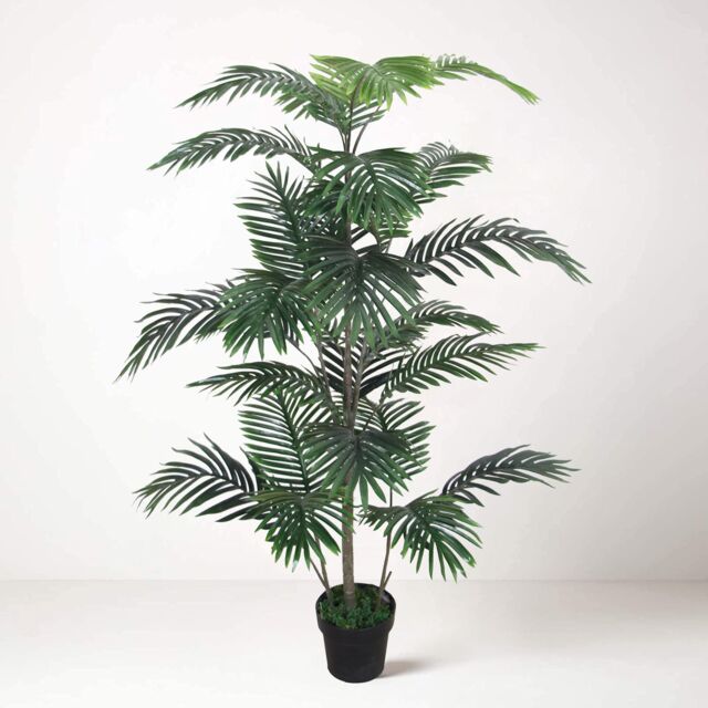 Tradala Trees Lush Artificial Tree Palm with Real Wood Trunk in Dark Green - Size: 4ft - image 1