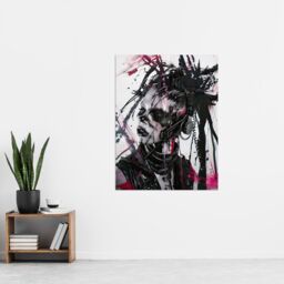 "Artery8 Cybergoth Woman Portrait Modern Cyberpunk Wall Art Print in Black - Size: W18"" x H24""" - thumbnail 4