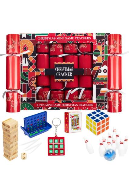 kreativekraft Christmas Crackers Pack of 6 Mini Games or Wind Up Toys Gift - Size: 6 Pack - image 1