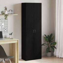 Berkfield Home Black Oak Office Cabinet 60 x 32 x 190 cm, made from engineered wood - Size: 60 x 32 x 190 cm - thumbnail 2