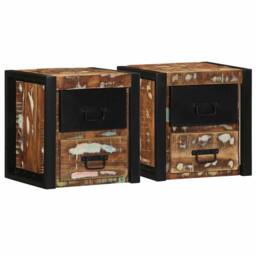 Berkfield Home Bedside Cabinets 2 pcs Multicolour 40x35x40 cm Solid Wood Reclaimed - Size: 40 x 35 x 40 cm