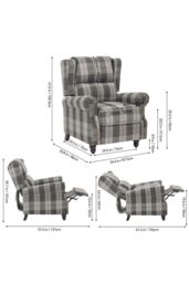 Living and Home Fabric Upholstered Sofa Pushback Reclining Chair Armchair in Grey - thumbnail 2