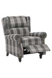 Living and Home Fabric Upholstered Sofa Pushback Reclining Chair Armchair in Grey - thumbnail 3