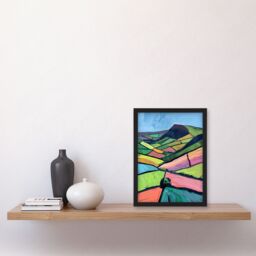 Artery8 Mam Tor Peak District Colourful Oil Painting Framed Art Print - Size: A4 - thumbnail 4