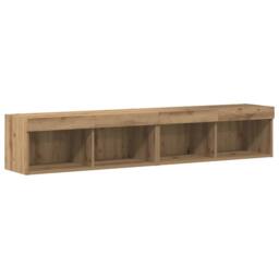 Berkfield Home TV Wall Cabinets with LED Lights 2 pcs Artisan Oak 80x30x30 cm in Brown - Size: 80 x 30 x 30 cm - thumbnail 9