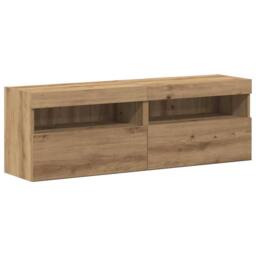 Berkfield Home TV Wall Cabinets with LED Lights 2 pcs Artisan Oak 80x30x30 cm in Brown - Size: 80 x 30 x 30 cm - thumbnail 8
