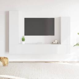 Berkfield Home 4 Piece TV Cabinet Set White Engineered Wood - thumbnail 2