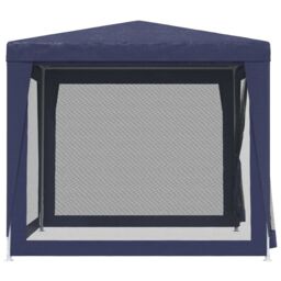 Berkfield Home Party Tent with 4 Mesh Sidewalls Blue 2.5x2.5 m HDPE - thumbnail 4
