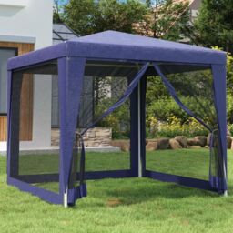 Berkfield Home Party Tent with 4 Mesh Sidewalls Blue 2.5x2.5 m HDPE - thumbnail 1