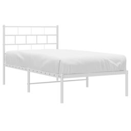 Berkfield Home Metal Bed Frame with Headboard White 100x190 cm - thumbnail 3