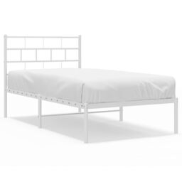 Berkfield Home Metal Bed Frame with Headboard White 100x190 cm - thumbnail 2