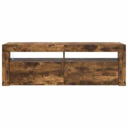 Berkfield Home TV Cabinet with LED Lights Smoked Oak 120x35x40 cm in Brown - Size: 120 x 35 x 40 cm - thumbnail 7