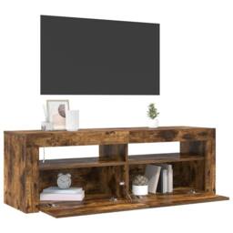 Berkfield Home TV Cabinet with LED Lights Smoked Oak 120x35x40 cm in Brown - Size: 120 x 35 x 40 cm - thumbnail 1