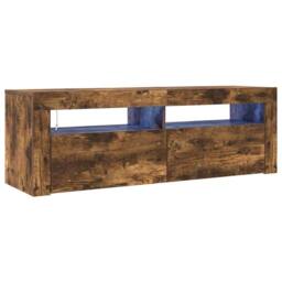 Berkfield Home TV Cabinet with LED Lights Smoked Oak 120x35x40 cm in Brown - Size: 120 x 35 x 40 cm - thumbnail 3