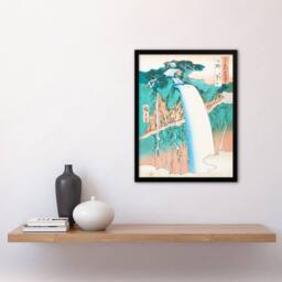 Artery8 Utagawa Hiroshige Framed Wall Art Print Mount Nikko Urami Waterfall in Green - Size: A4 - thumbnail 2