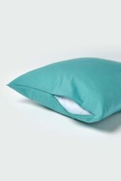 Homescapes Continental Egyptian Cotton Pillowcase 200 TC, 80 x 80 cm in Teal - thumbnail 3