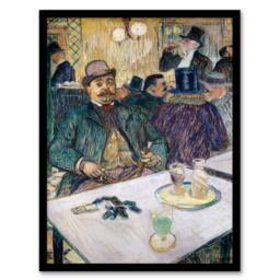 Artery8 Toulouse Lautrec Framed Wall Art Print Monsieur Boileau at the Cafe - Size: A4 - thumbnail 1